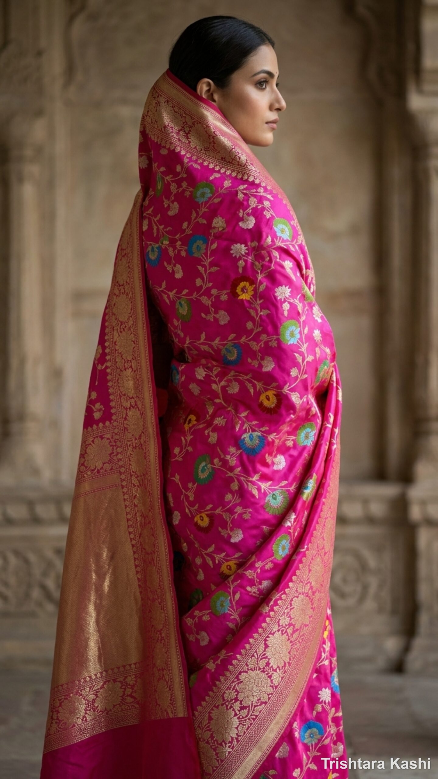 Pure Handloom Katan Silk Kadwa Meenedar Jungla Saree – Vibrant Banarasi Weave with Regal Meenakari Jaal