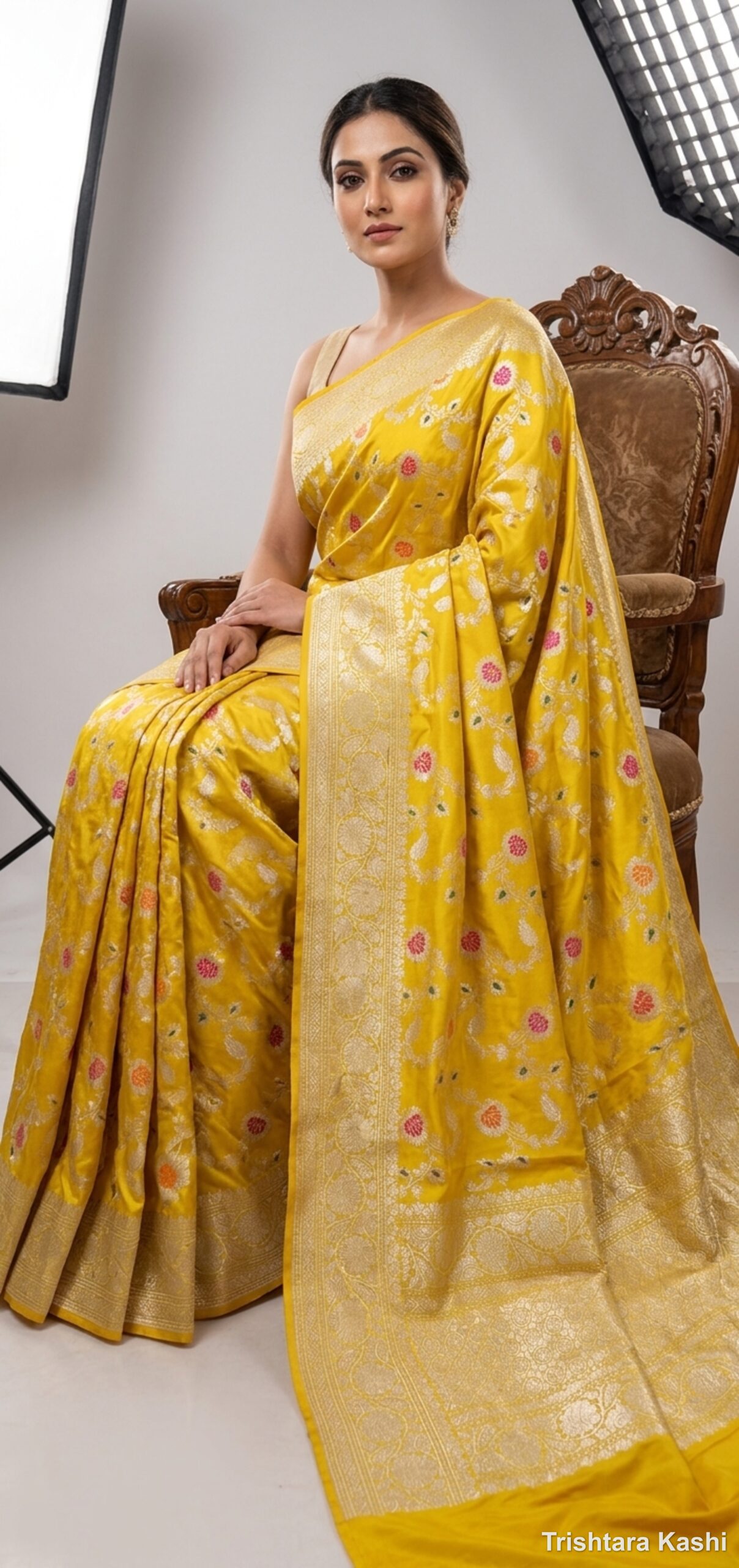 Pure Katan Silk Suvarnarekha Jangla Meenakari Banarasi Saree – Handwoven Heritage Luxury