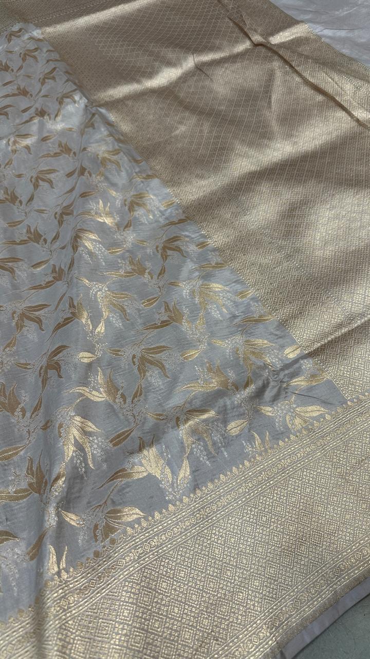 Pure Katan Silk All Over Saree with Alfi Meena – Vibrant Banarasi Elegance with Artistic Detailing